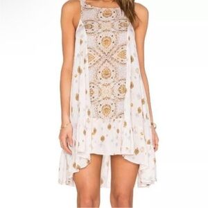 Free People Intimately Bohemian Sleeveless White and Gold Dress Size Small